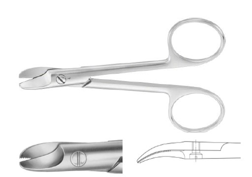 Бібе коронні ножиці вигнуті 1 зазубрене лезо 110 мм